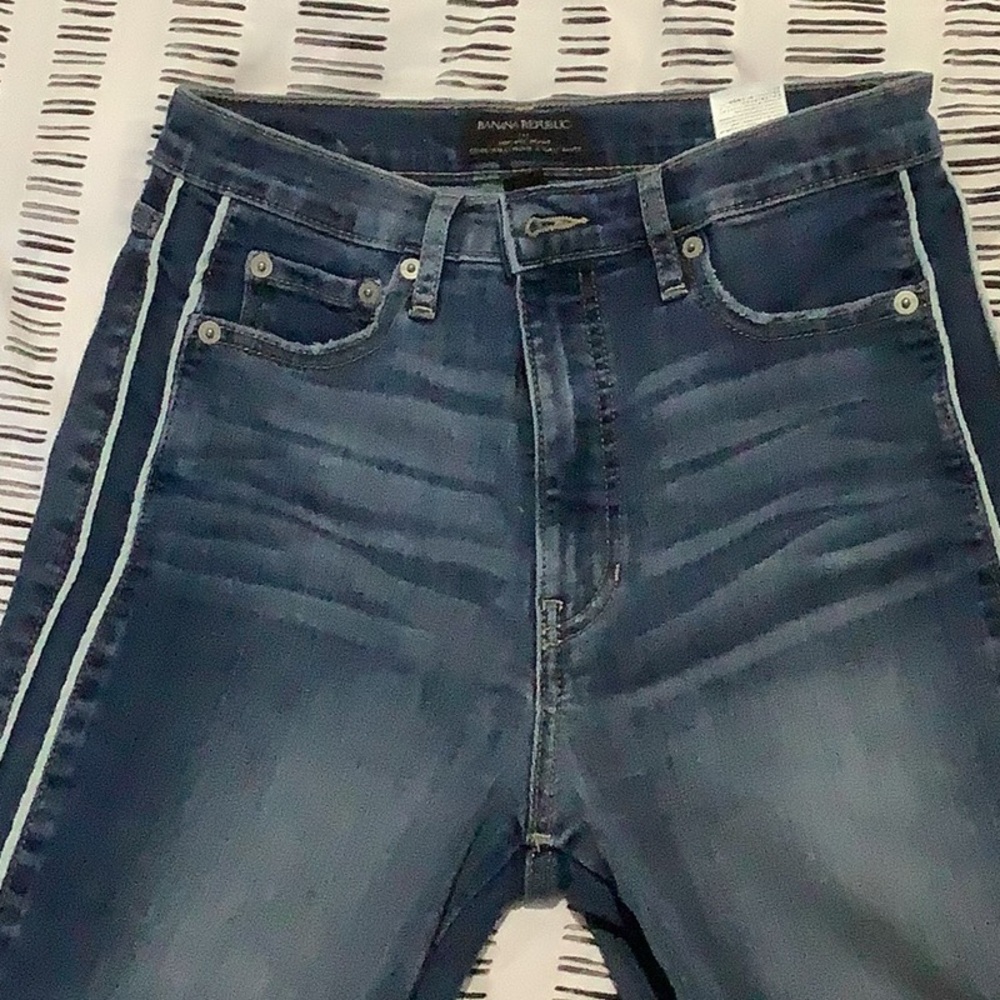 Banana Republic Blue high rise Jeans with Sporty Side Stripes